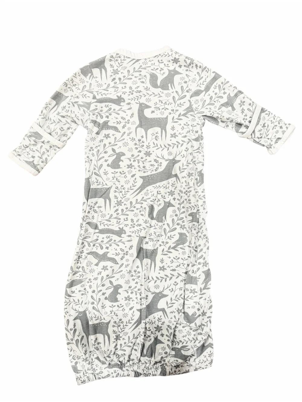 NWOT 3-6M Cambria Baby Organic Cotton Kimono Gown Snap Forest Animal Print